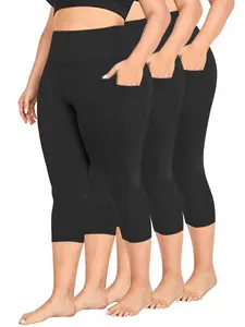 3 Pack Capri Leggings for Women High Waisted Yoga Pants with Pockets for Women Tummy Control Workout Leggings Yoga Capris Ladies Leggings
