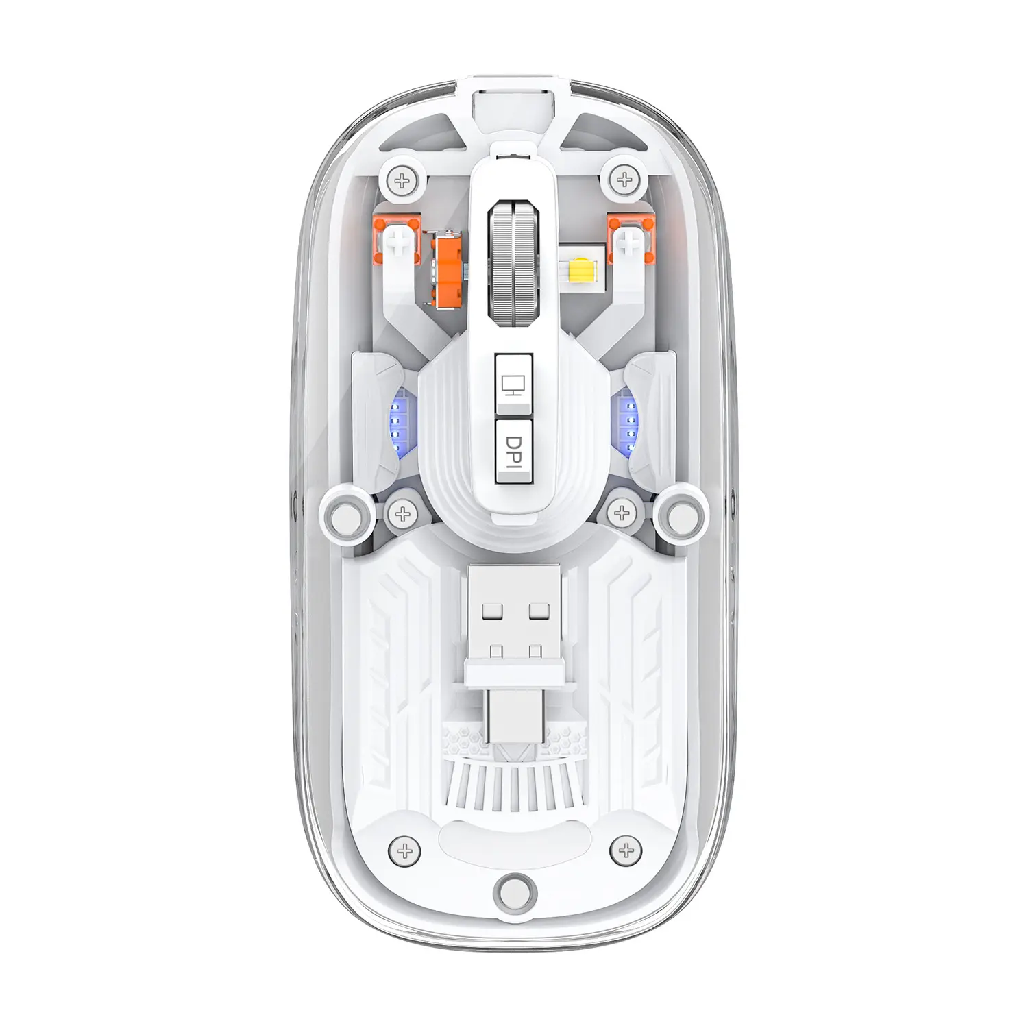 Mobile phone, tablet, mouse, laptop, office use, transparent three-mode Type-C wireless portable mouse