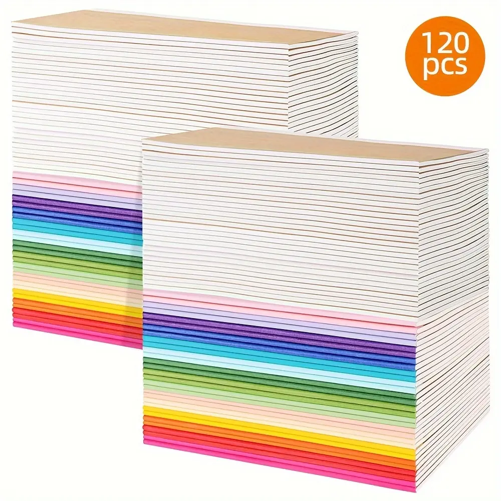 2024-NEW-120 Pack Vibrant A5 Kraft Notebooks - Lined Journals with Rainbow Spines, 60 Pages per Notebook for School, Office, Doodling, Drawing, and Writing Practice - Colorful, Durable, and Perfect for Creative Expression