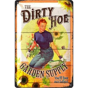 Vintage Tin Sign Garden THE DIRTY GARDEN, Farmhouse Metal Signs, Funny Garden Signs, Garden Plaque Decorative Outdoor Metal Signs for Outside Wall, Porch Patio 12x8"