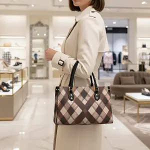 Boss Vibes Argyle Tote Bag (Brown & Cream) Apparel