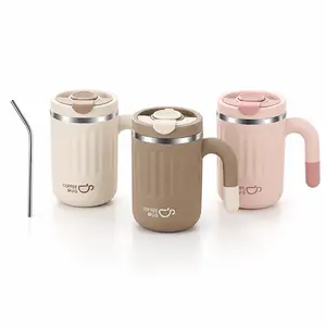 16.2Oz/480Ml Portable Stylish Travel Coffee Mug Tumbler, Food-Grade BPA-Free Material, Lightweight Easy-To-Carry, Ideal For Daily Use & Gifting, With Free Stainless Steel Straw