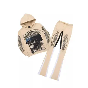 Kyce Beige/Black Hoodie/Super Stacked Track Set