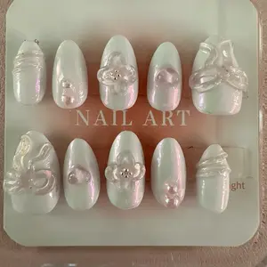 Short almond coquette press ons