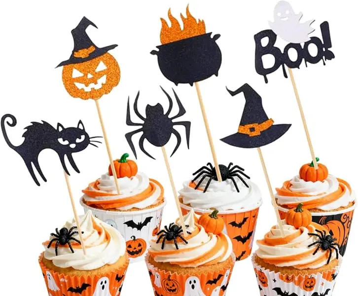 24 Pcs Witch Hat and Crown Cake Topper,Wicked Cake Topper and Wicked Cupcake Toppers,For Party, Birthday Cake, Craft Decoration