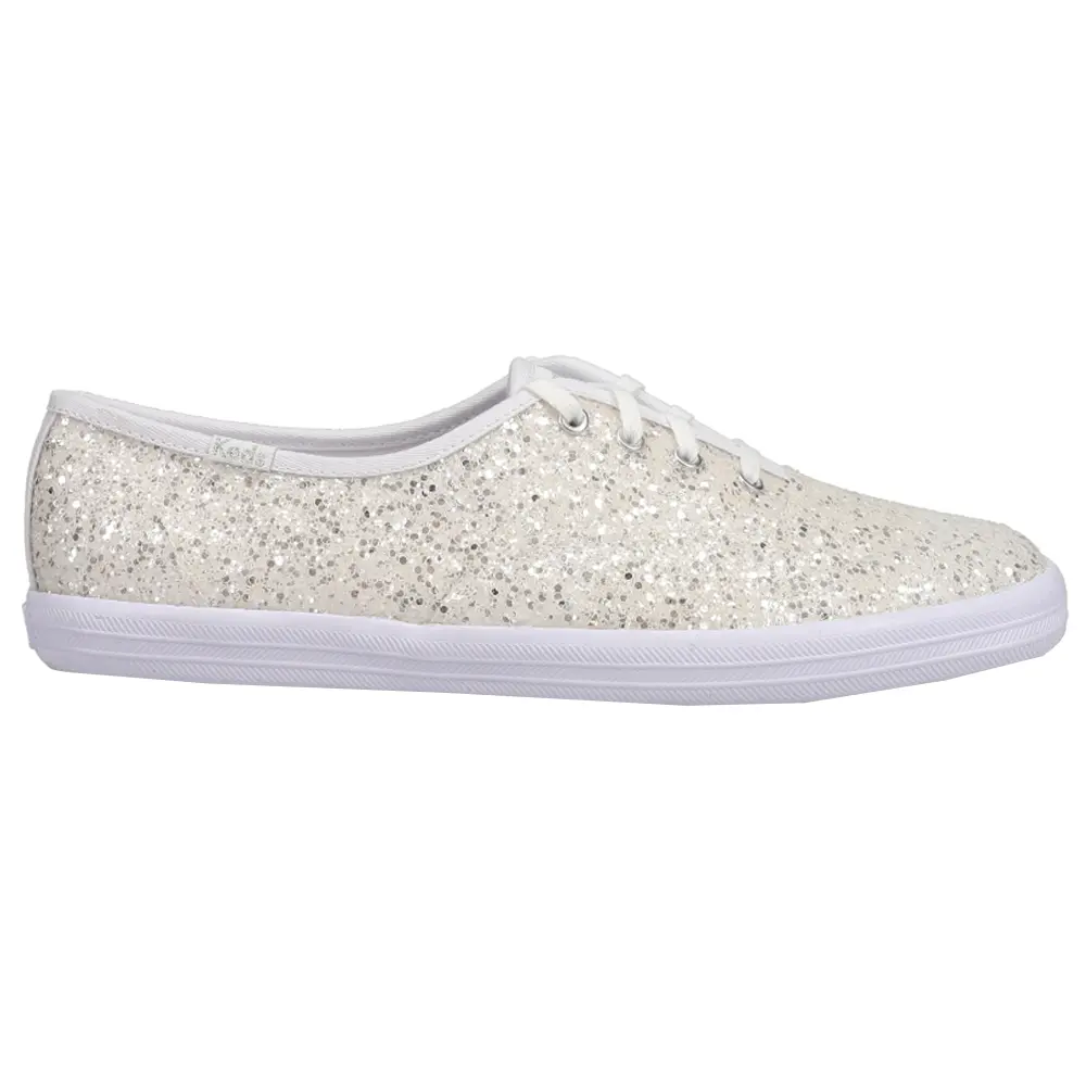 Keds Womens Champion Glitter Celebrations Lace Up Sneakers Shoes Casual - Off White
