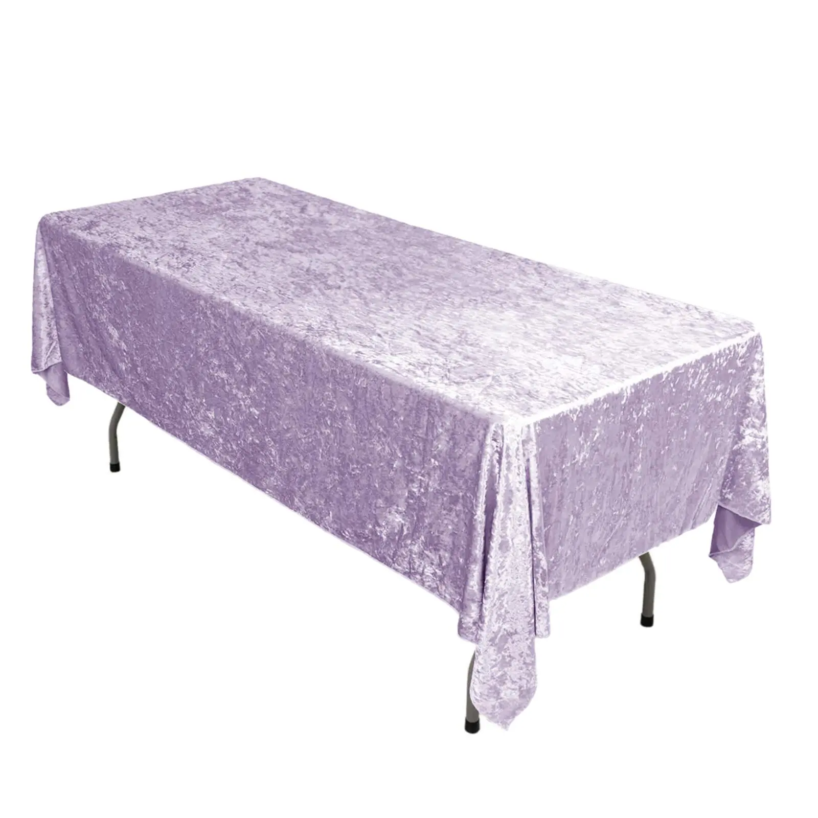 Premium Crushed Velvet 60"x102" Rectangle Tablecloth Lavender Lilac - Reusable Soft Table Cover