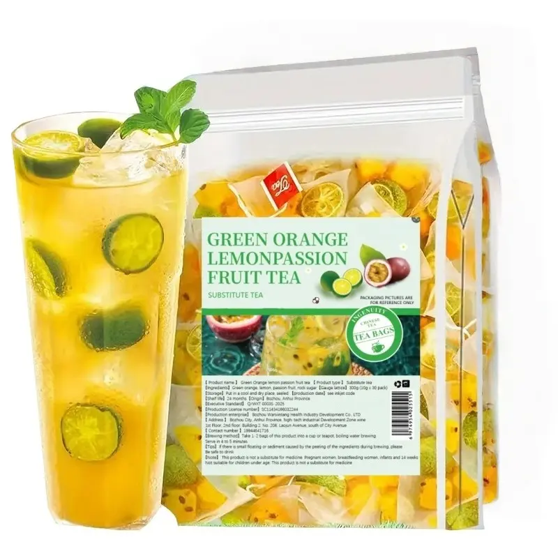 Green Citrus Lemon Passion Fruit Tea - Refreshing Iced Herbal Drink for Energy & Hydration - Vitamin C Boost (20 Tea Bags)