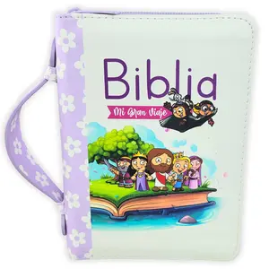 Biblia Mi Gran Viaje de Bolsillo con Cierre RV1960 imit piel lila con asa de mano