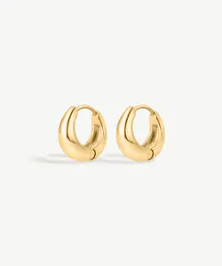 Gold Teardrop Huggie Hoop Earrings for Everyday Wear