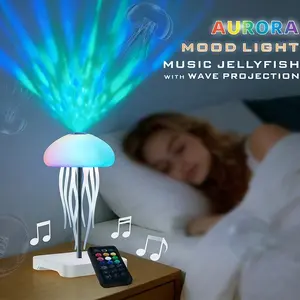 1pc Jellyfish lamp with dancing legs that can sing and project ripples, RGB gradient jellyfish bedside lamp with remote control and touch sensor, USB rechargeable jellyfish desk lamp with internal battery, suitable for home use.