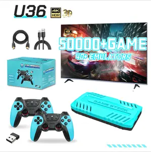 U36 Retro Game Stick, 128GB Storage, Preloaded 50000+ Classic Games, 40 Emulators, Dual 2.4G Wireless Controllers, 4K HD HDMI Plug & Play TV Game Console