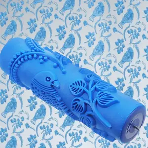 A 175mm patterned textured rubber drum for walls, furniture and ceilings in navy blue, perfect for Thanksgiving and New Year gifts, ideal for polishing and sanding