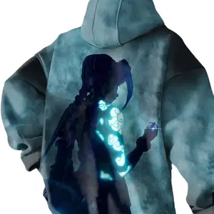 Arcane Glowing Jinx Art Hoodie Season 2 Double-sided Printed Unisex Casual Streetwear Sweatshirt - Comfort, Crewneck