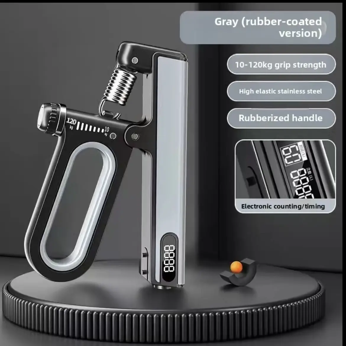 Adjustable LCD Display Hand Grip Strength Trainer - 1-Count, 10-120kg, for Home Gym Enthusiasts, Hand & Forearm Workouts