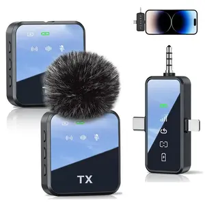 Wireless Lavalier Microphone, 12H Lapel Microphone with Digital Display & Smart Noise Cancellation, Mini Clip On Mic for iPhone Android Type-C, Recording Mic for YouTube TikTok Vlog Podcast Interview