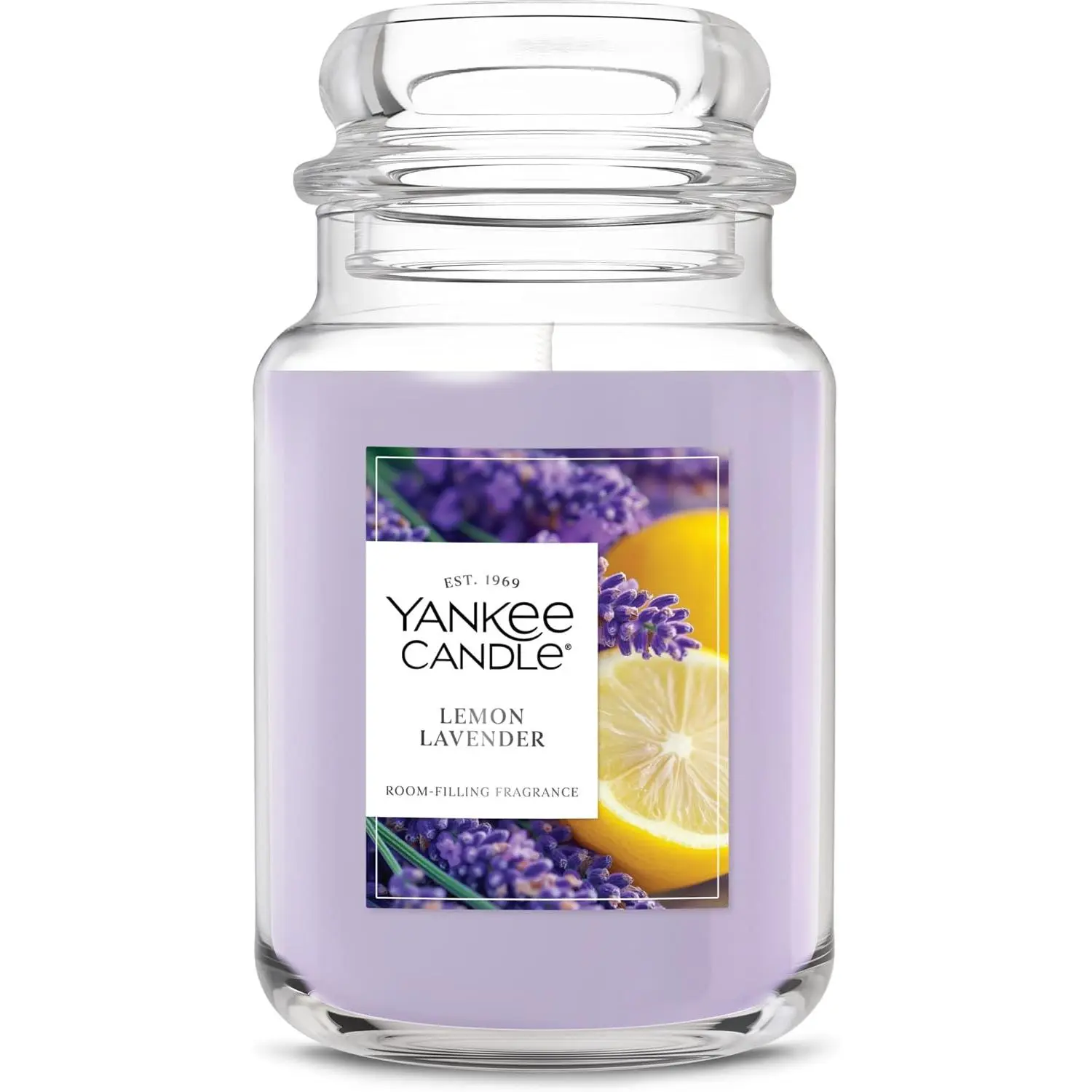 Scented Fragrance Candle - 22oz Large Jar, Up to 150 Hour Burn Time, Lavender-Lemon Plant Scent, Decorative Gift for Birthdays, Home Decor Supply