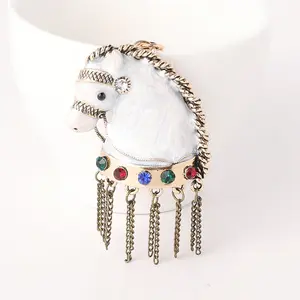 Vintage Tassel Horse Brooch Keychain Dual-Use Oil-Drip Animal Keychain Bag Pendant Bag Charm