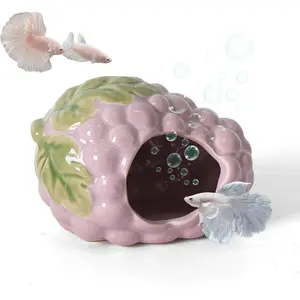 Aquarium Decor Cave Betta Fish Aquarium Accessories Ornaments Hiding Cave Grape House Hideout for Shrimp Cichlid Hermit Crab, Octopus Hiding Breeding for  ()