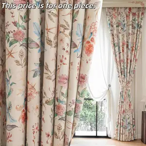 1PC French Vintage Style Window Curtain, High Light Blocking, Blackout Curtains, Bedroom Living Room Balcony, Luxury Feels, Early Spring Chenille Fabric