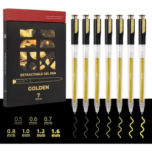 Retractable  Gel Pen, 7 Nib Sizes - Precision Large Capacity Opaque  Archival Gel Ink Pens, Fine Point Smooth Writing Highlighter Pens for Black Paper Note Taking Aesthetic Art Supplies