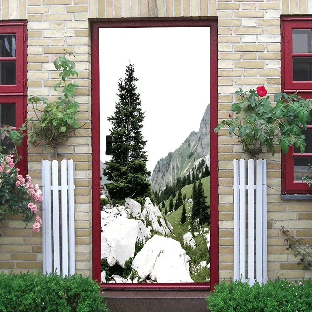 2pcs Nature Landscape Wall Stickers Modern Minimalist Living Room Decor Removable Eco friendly PVC Material Bedroom Study Background Wall Self Adhesive Mural Nordic Style Home Decor Decals