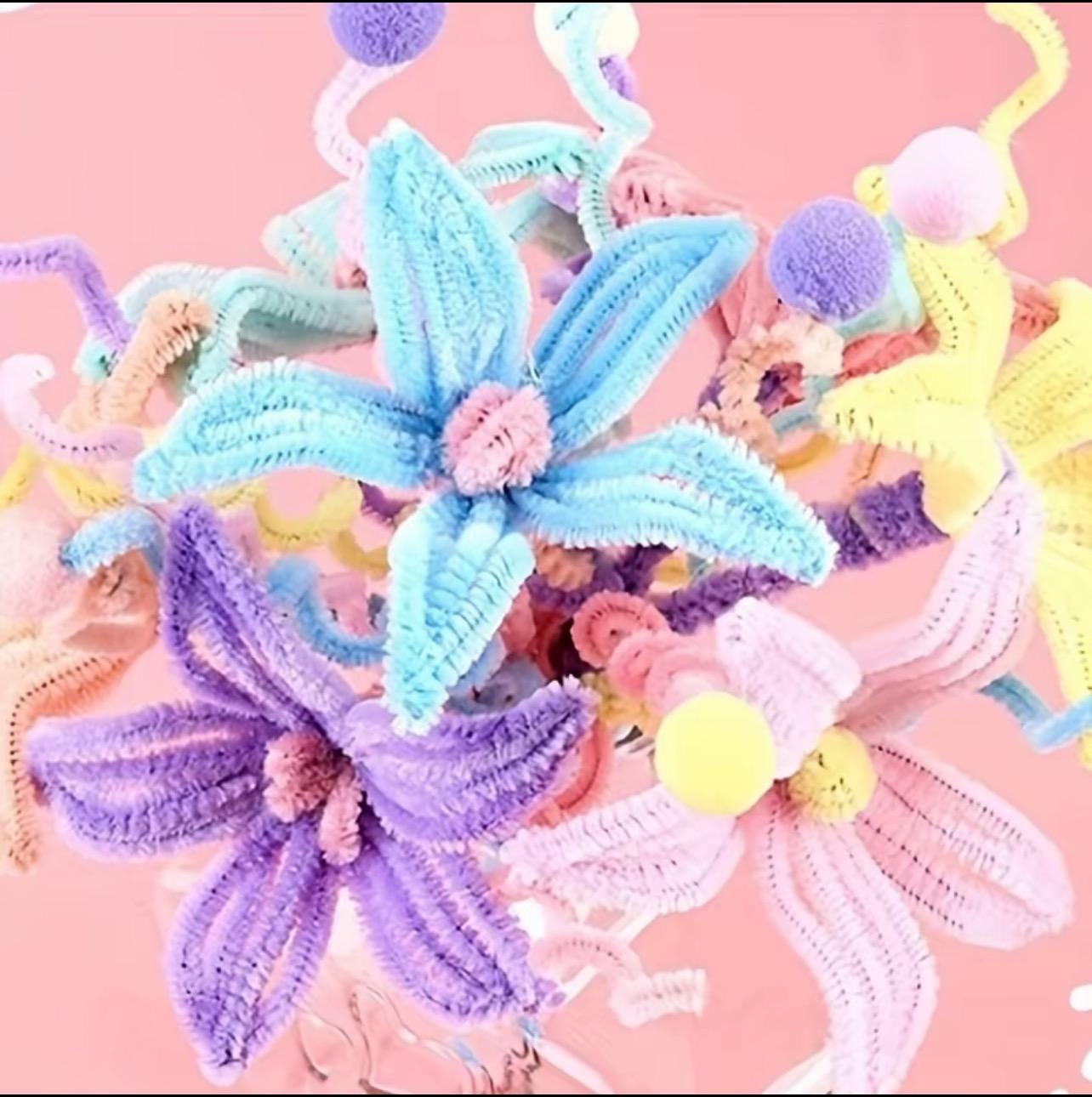 SpringGlowUp 613pcs Twist Rod Pipe Cleaner Craft Kit for DIY Flower Snowflake Projects Wedding Bouquets Artificial Bouquet Party Decorations with 100pcs Green & 100pcs Blue Rods Vibrant Colors Comprehensive Set