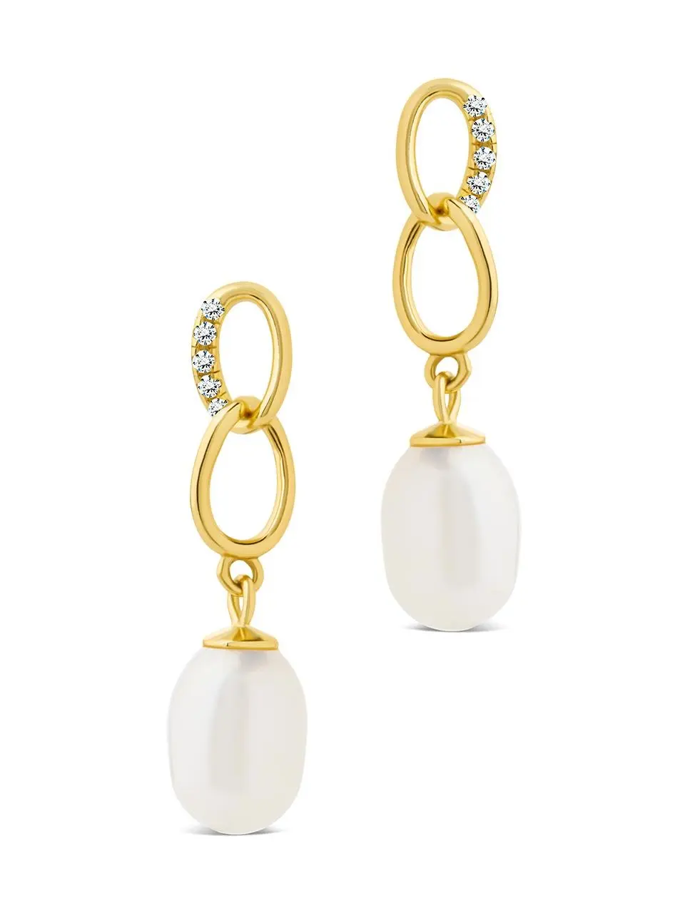 Eszter CZ & Pearl Chainlink Drop Studs