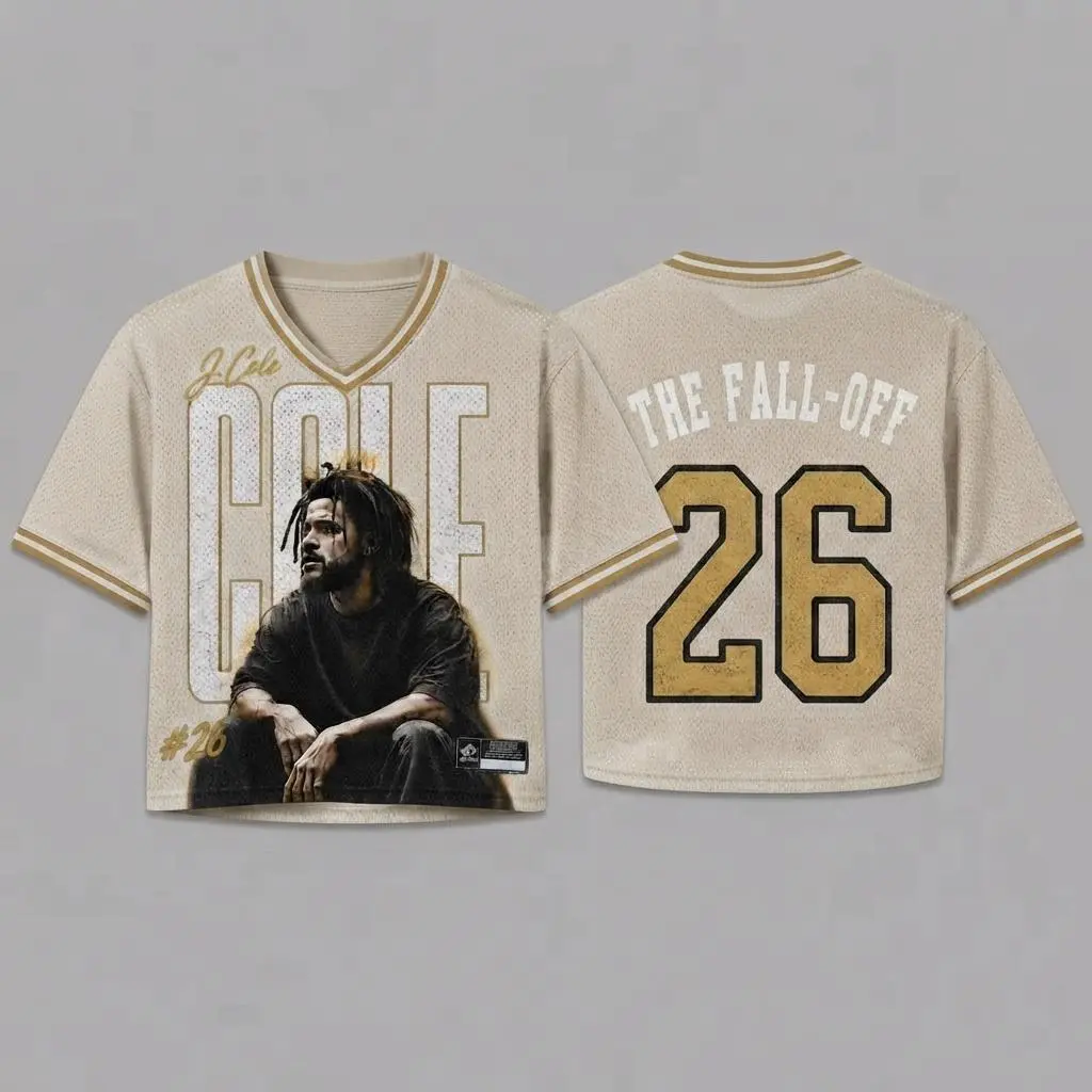 J. Cole The Fall-Off Tour 2026 Mesh croptop Jersey, Custom Rap Concert Merch, Music Tour Outfit