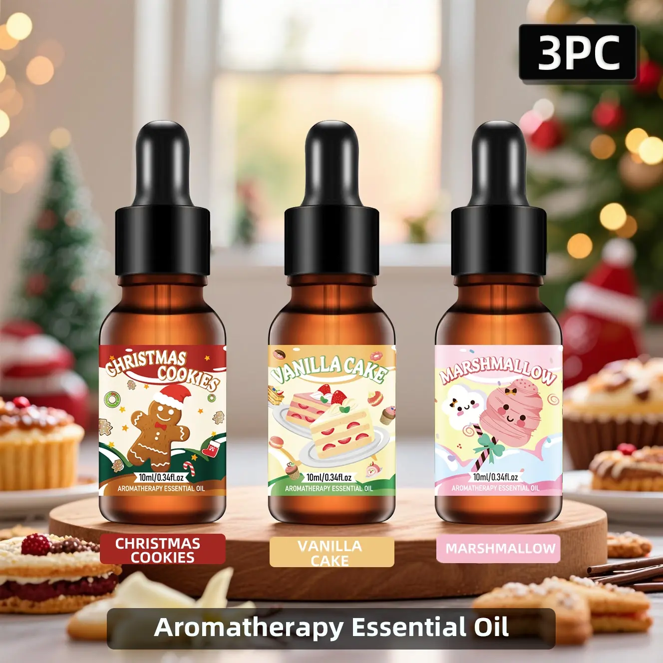 3pc Premium Aromatherapy Essential Oils Set, Scented Diffuser Oils, Food Grade Dropper Bottles, 10ML Each, Ideal for Candles Diffusers Humidifiers Car Air Fresheners