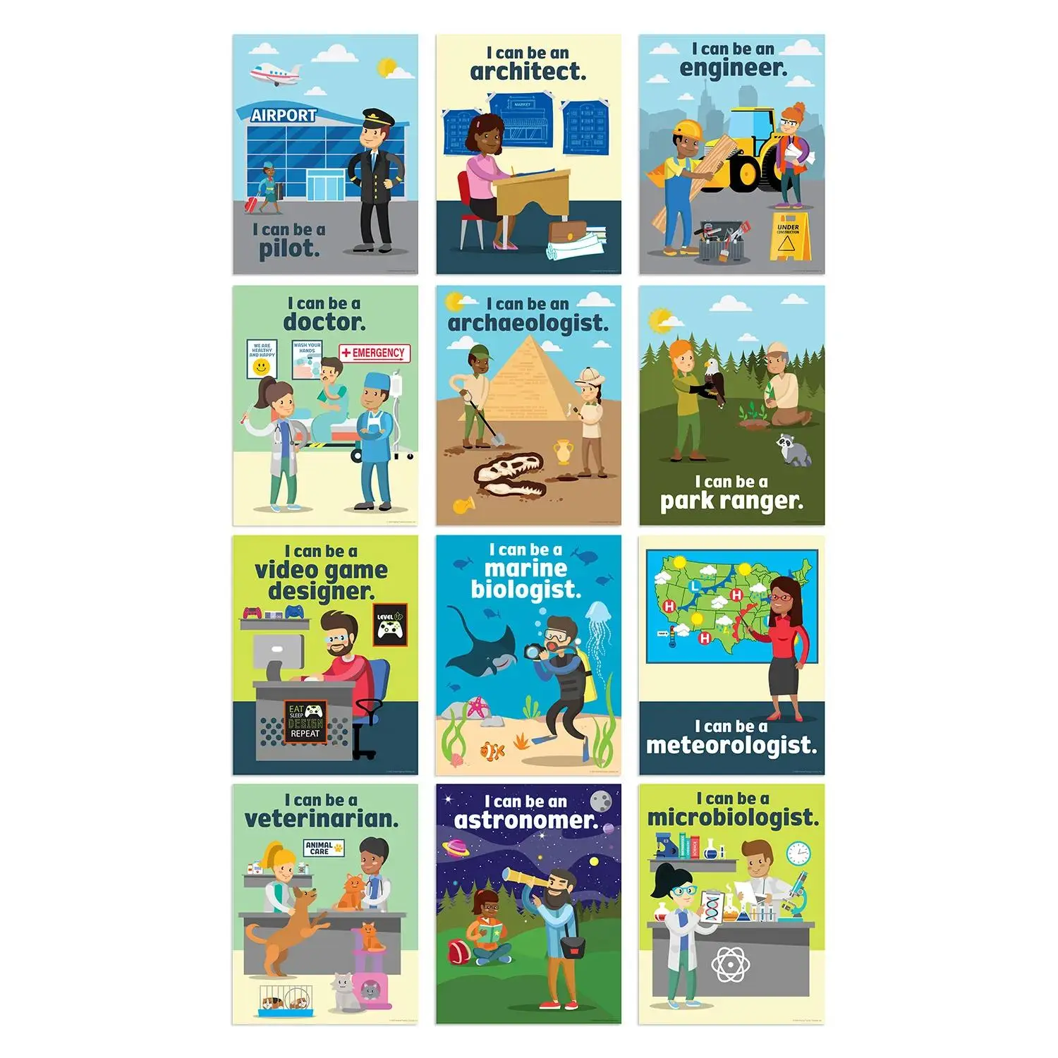 17" x 22" STEAM Career Cardstock Poster Classroom Decorations - 12 Pc.
