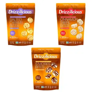 Drizzilicious Mini Rice Cakes 3 Pack – Salted Caramel, S’mores & Cinnamon Swirl | 4 oz Bags | Guilt-Free Crunchy Snack with Superfoods