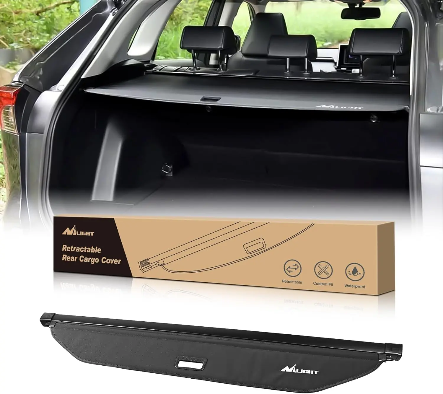 Nilight Retractable Durable Trunk Cargo Cover Security Shade - Car Covers for Toyota 4Runner Accessories 2010, 2022-2024, 1-Pack, Durable Cover