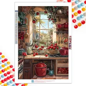 Kitchen Pattern DIY Diamond Arts Colorful Painting Kit without Frame, DIY 5D Diamond Arts Colorful Painting Kit, Wall Art Decor for Home