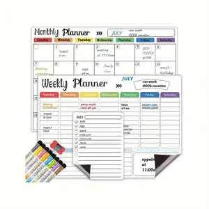 Ultimate 4-Pack Magnetic Fridge Planner Set  Monthly, Weekly & Daily Whiteboard + 8 Markers. Outlet Special for Busy Moms & ProfessionalsOnly $1! [Surprise Gift Inside] Best for Meal Prep & Choresacrylic  board Outlet Special for Busy Moms & Professionals