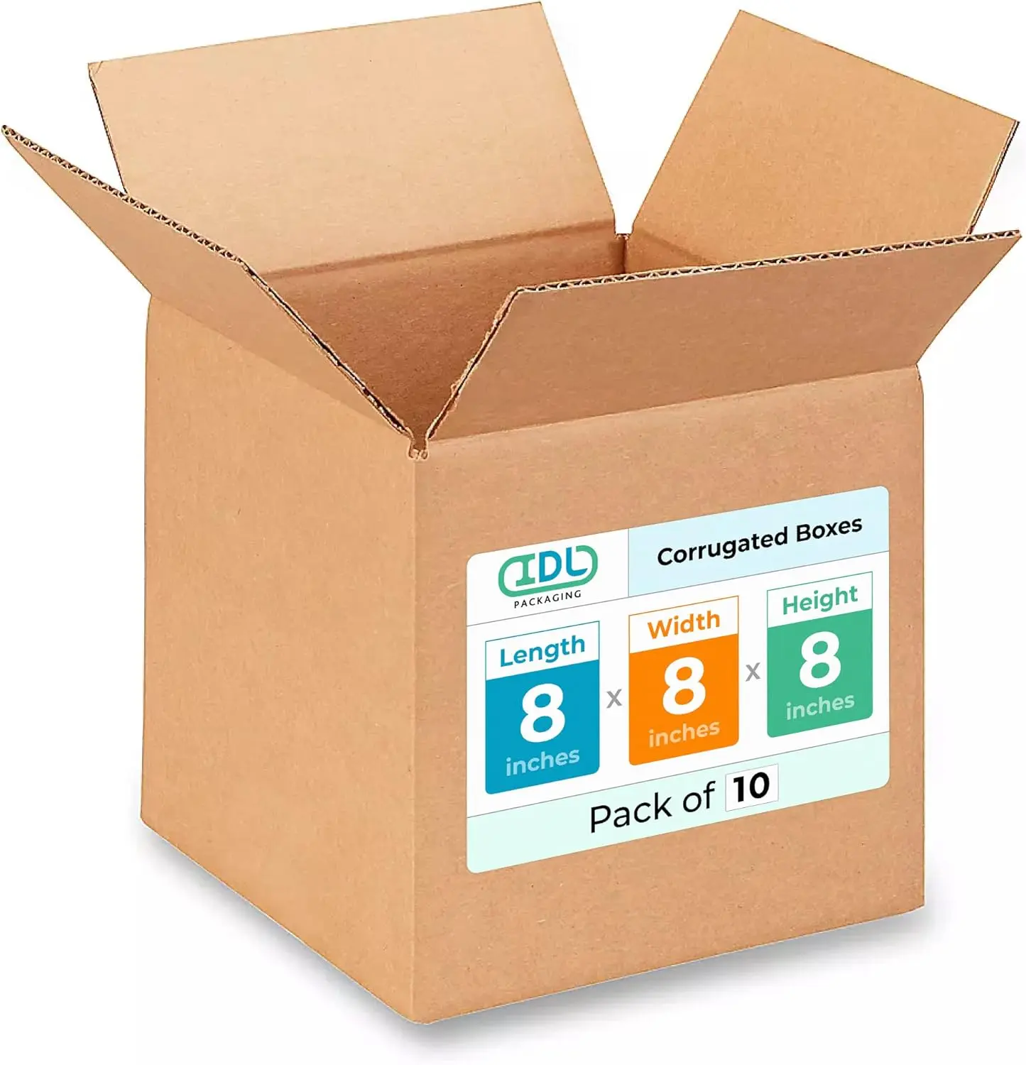 IDL Packaging - B-888-10 Cube Corrugated Shipping Boxes 8"L x 8”W x 8"H (Pack of 10) - Excellent Choice of Strong Packing Boxes for USPS, UPS, FedEx Shipping