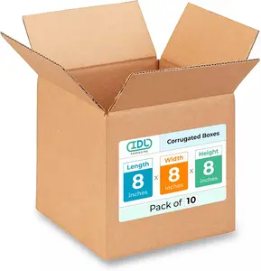 IDL Packaging - B-888-10 Cube Corrugated Shipping Boxes 8"L x 8”W x 8"H (Pack of 10) - Excellent Choice of Strong Packing Boxes for USPS, UPS, FedEx Shipping