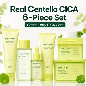 Papa Recipe Real Centella CICA Total Skin Relief 6-Piece Set | Gentle Daily Soothing & Redness-Calming Routine for Acne-Prone & Sensitive Skin | Korean Skincare