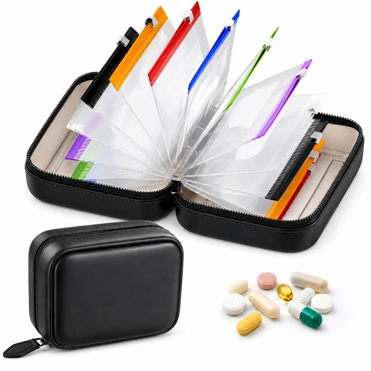 Waterproof Pill Pouch Set, Large Weekly Pill Organizer with 14 Color-Coded Medicine Pouches, Reusable Travel Medicine Organizer, Zippered Pill Storage for Fish Oils, Vitamins, dealsforyou, summerwins