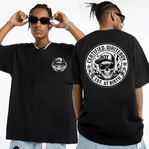 Certified Whiteboyy Skull Graphic T-Shirt, Bold Streetwear Statement Shirt, American Street Style Tee, Retro Urban Graphic T-Shirt, Skull Street Fashion Shirt