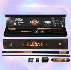 Evo LUNA Maxbing Edition Golden Crest - Glass Fiber Precision Cue, Carbon Butt, TIME 3 Tip 12.5mm, 19-19.5oz - Complete Player Kit with 6in Extension, Glove, Chalk