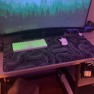 Abstract Geometric Mouse Pad, 1 Count Large Extended Gaming Desk Pad with Stitched Edges & Non-Slip Rubber Base, Office Desk Accessory #GLOBAL PICKS