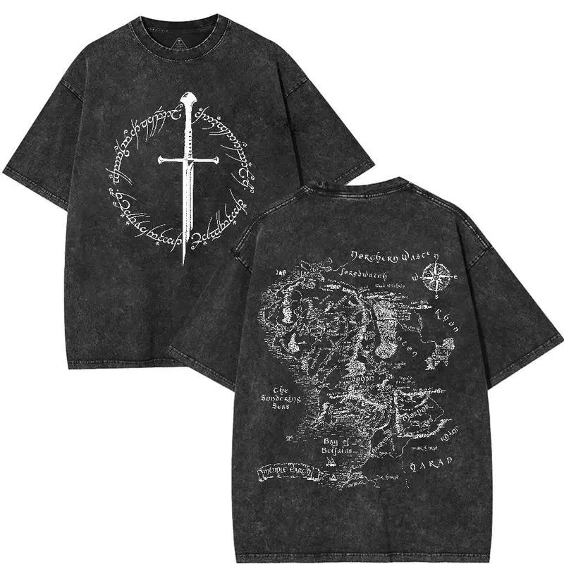 LOTR Shirt, JRR Tolkien Hoodie, Lord of the Rings Merch, LOTR Sweatshirt, Middle Earth Map Menswear Top apparel men gifts Cotton Fabric