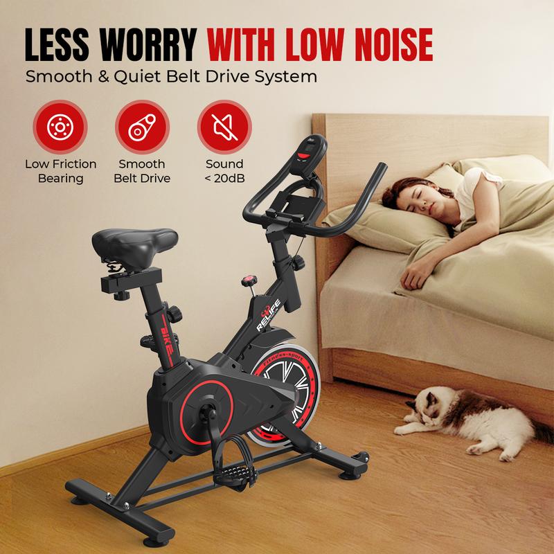 RELIFE REBUILD YOUR LIFE Mini Exercise Bike Compact Stationary Bike Silent Indoor Cycling for Small Space w/Adjustable Seat, Smooth Pedal & Belt Drive
