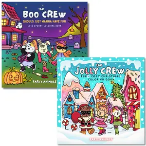 Party Animals Holiday Coloring Book Bundle: The Jolly Crew + The Boo Crew