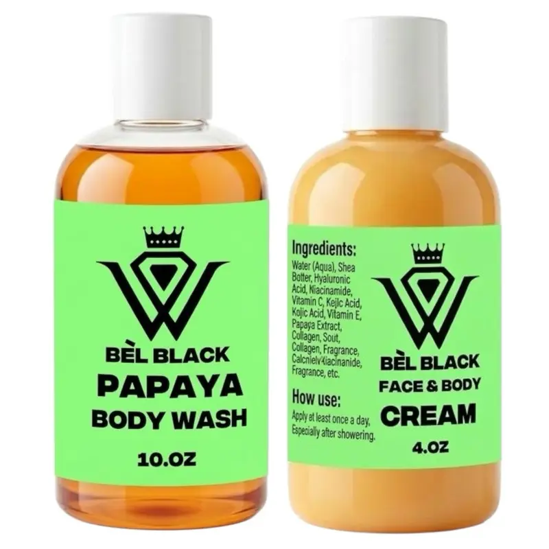 BEL BLACK 2pcs SET FACE & BODY LOTION +BODY WASH for Hydration & Moisturizing