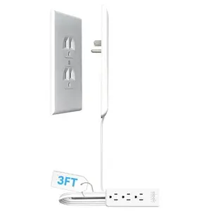 Sleek Socket Wall Outlet Concealer with 3 ft Extension Cord with Multiple Outlets