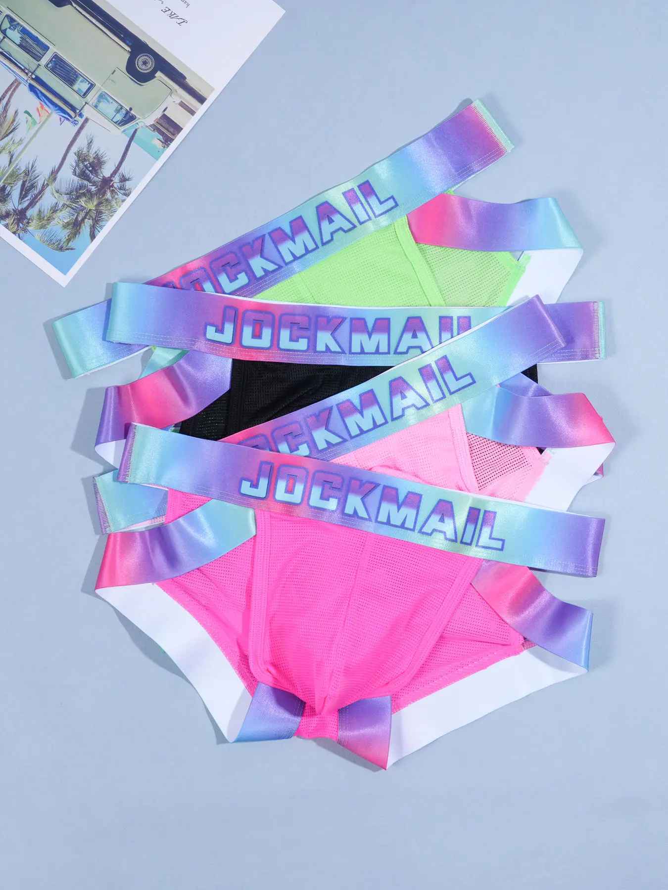 4-Piece Semi-Transparent Mesh Fabric Sexy Low-Rise Tie-Dye Waistband Fashion Neon-Coloured Men's Briefs Underwear Soft Stretch Briefs for Daily Wear, Leisure, Gym, Parties and Clubs Soft Stylish Brief