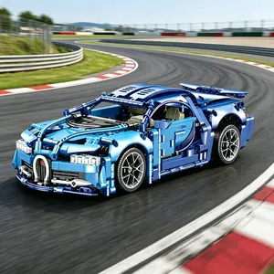 Building block 1:14 RC Blue Supercar Kit – 1.3K+ Pcs, Dual Motor & DIY LEDs | 2.4GHz Remote, Display Case | STEM Gift for Adults & Collectors Perfect Holiday Gift