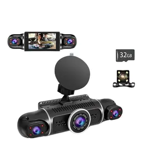 4-Channel 360° Dash Cam for Cars with 1080P Quad Lenses Night Vision 8 IR Lamps  24H Parking Mode 32GB Card Included